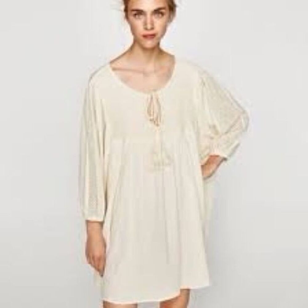 Zara cream oversized tunic top medium